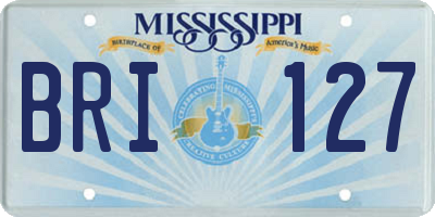 MS license plate BRI127