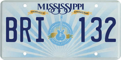 MS license plate BRI132