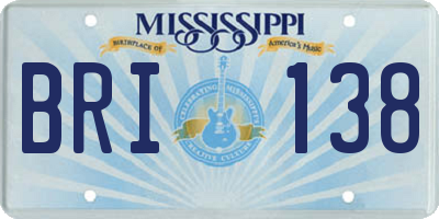MS license plate BRI138