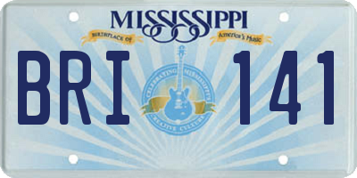 MS license plate BRI141