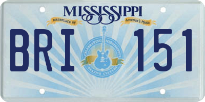 MS license plate BRI151