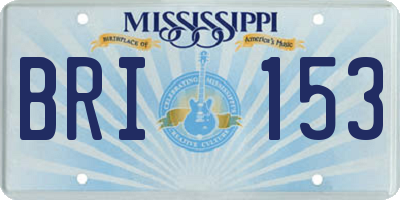 MS license plate BRI153