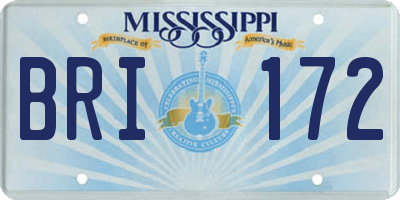 MS license plate BRI172
