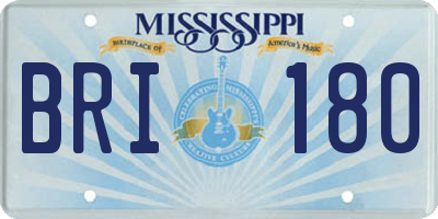 MS license plate BRI180