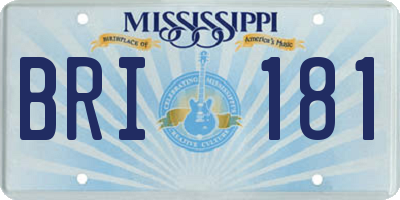 MS license plate BRI181