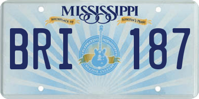 MS license plate BRI187