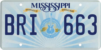 MS license plate BRI663