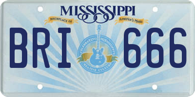 MS license plate BRI666