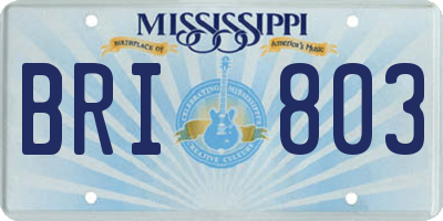 MS license plate BRI803