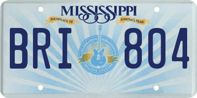 MS license plate BRI804