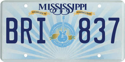 MS license plate BRI837