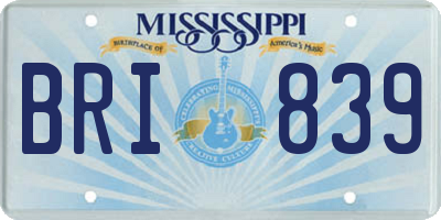 MS license plate BRI839