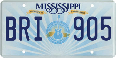 MS license plate BRI905