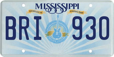 MS license plate BRI930
