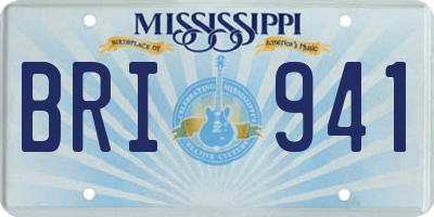 MS license plate BRI941