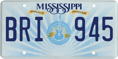 MS license plate BRI945