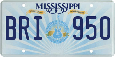 MS license plate BRI950