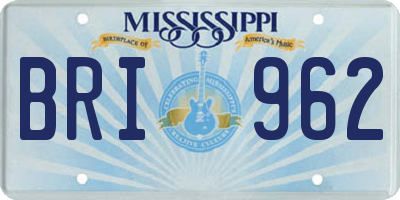 MS license plate BRI962