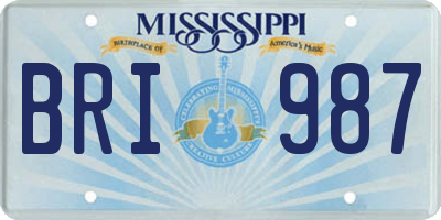 MS license plate BRI987