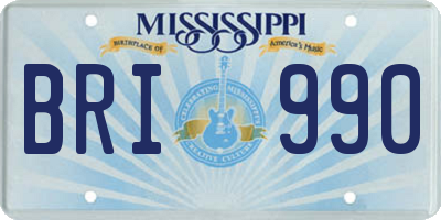 MS license plate BRI990