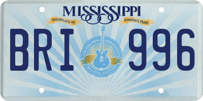 MS license plate BRI996