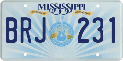 MS license plate BRJ231