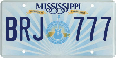 MS license plate BRJ777