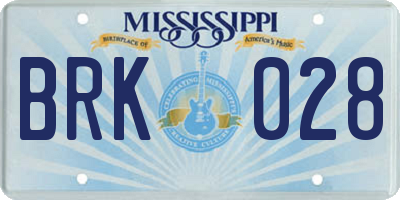 MS license plate BRK028