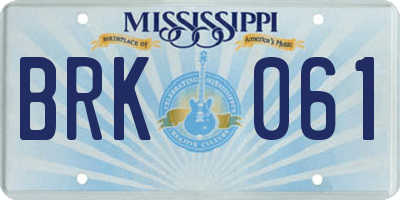 MS license plate BRK061