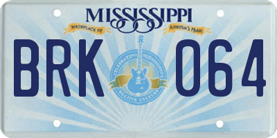 MS license plate BRK064