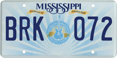 MS license plate BRK072