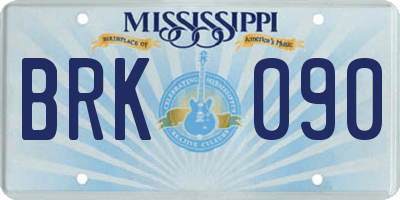 MS license plate BRK090