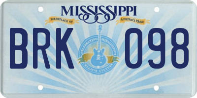 MS license plate BRK098