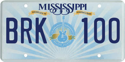 MS license plate BRK100