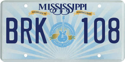 MS license plate BRK108