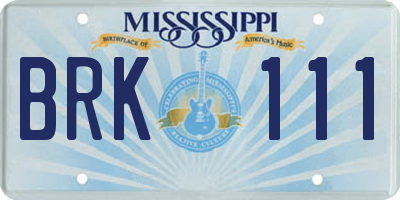 MS license plate BRK111