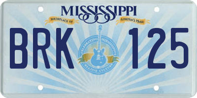 MS license plate BRK125