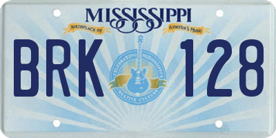 MS license plate BRK128