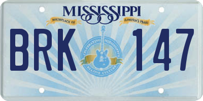 MS license plate BRK147