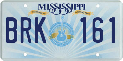MS license plate BRK161