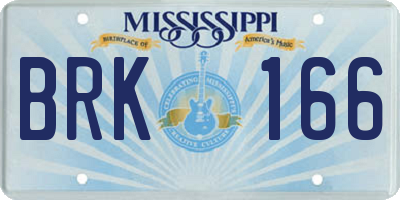 MS license plate BRK166