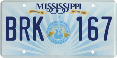 MS license plate BRK167