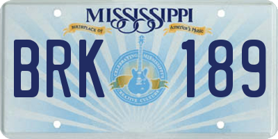 MS license plate BRK189