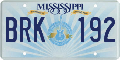 MS license plate BRK192