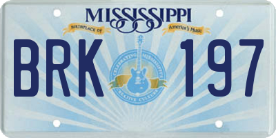 MS license plate BRK197