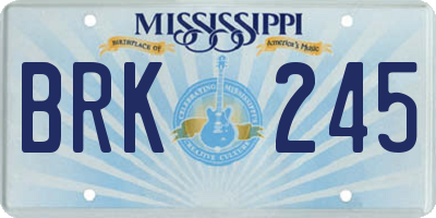 MS license plate BRK245