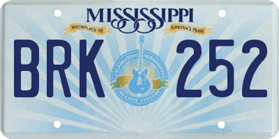MS license plate BRK252