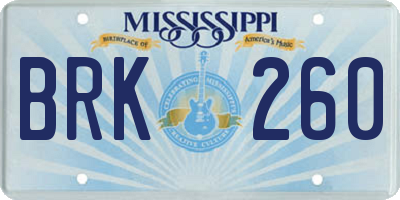MS license plate BRK260