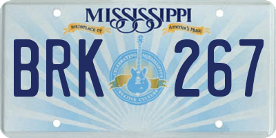 MS license plate BRK267