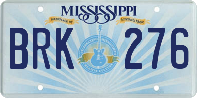 MS license plate BRK276